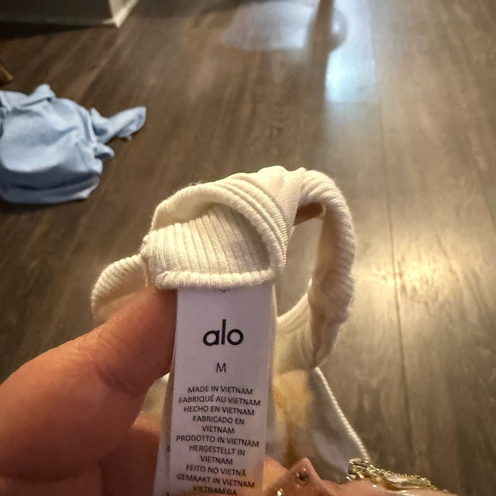 ALO Yoga White Ribbed Racerback Tank - Picture 2 of 4